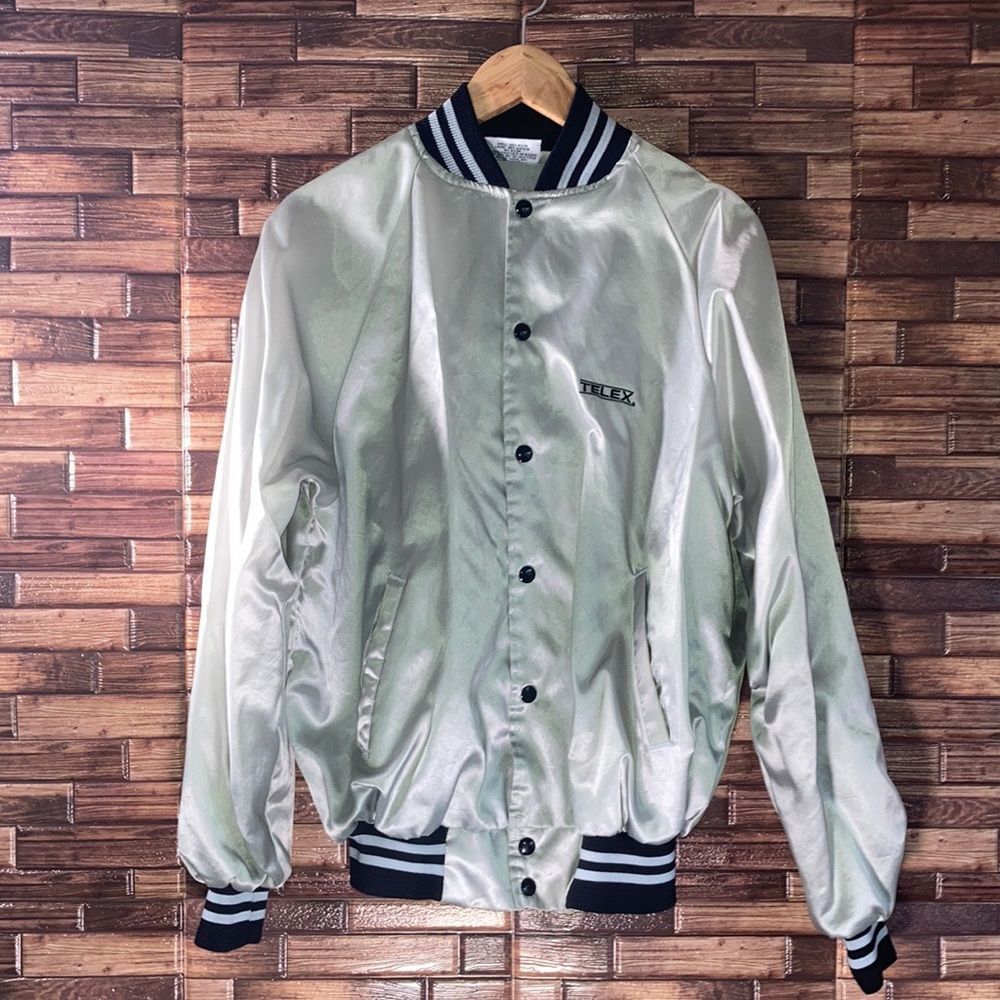 Vintage Unisex K-Brand Telex Bomber Jacket Silver & Black